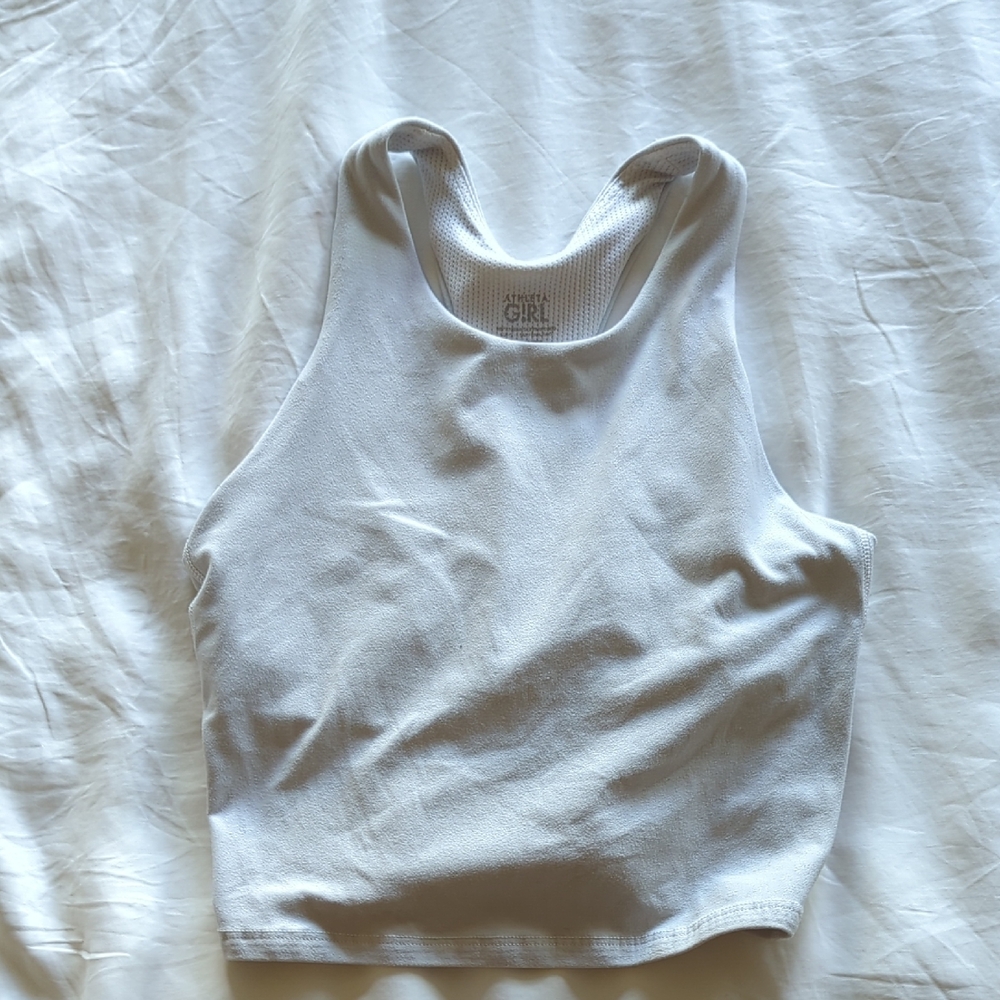 Athleta White Racerback Cropped Tank